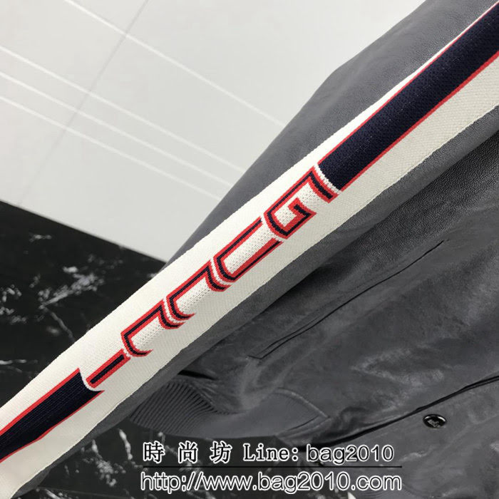 GUCCI古馳 18ss秋冬新款 背後G家經典方塊logo 鏤空設計Pu皮衣 男女同款 ydi1411